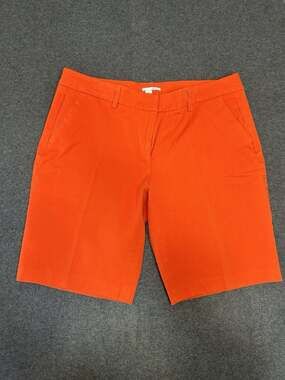 Halogen Women's Orange Bermuda Shorts Size 12 Stretch Flat Front Career Casual